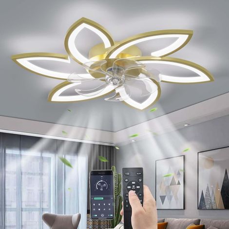 Leiser Deckenventilator Mit Licht Und Fernbedienung, 6 Geschwindigkeitsstufen, Gold, 78 Cm