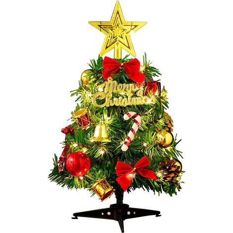 Künstlicher Mini-weihnachtsbaum Mit Lichterkette (2 M), Miniatur-tischdekoration Für Drinnen, Grüne Mini-bäume, Tischdekoration Für Weihnachtsfeiern