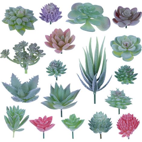 Set Mit 18 Künstlichen Sukkulenten (ohne Töpfe), Mini-kunstpflanzen Für Lotusblumen, Dekorative Landschaftsgestaltung, Gartenarrangements