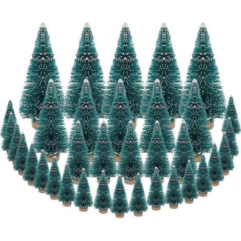 35-teiliges Weihnachtsbaum-set, Künstliche Mini-sisalbäume Mit Holzsockeln, Ideal Für Weihnachtsdekoration, Schlafzimmer, Bastelprojekte, Partys – 4 Größen