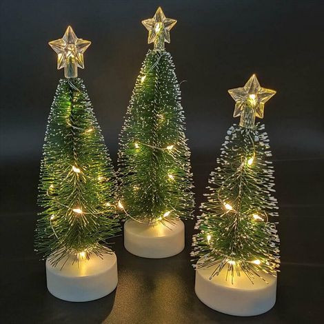 Mini-weihnachtsbaum Aus Zeder Mit Led-beleuchtung, 3er-set Dekorative Weihnachtsbaum-nachtlichter, Einzigartige Batteriebetriebene Miniatur-weihnachtsbaumlampe, Geeignet Zur Tischdekoration