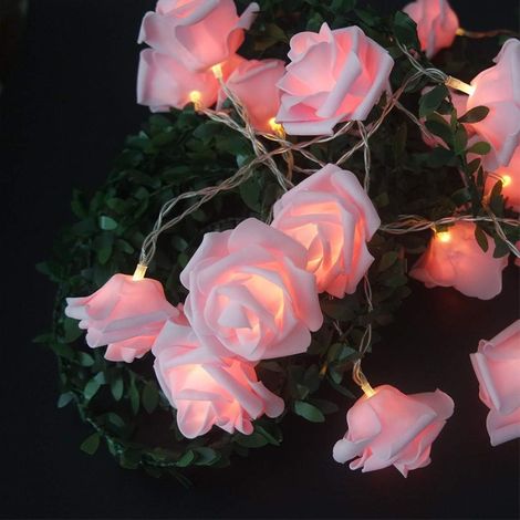 Batteriebetriebene Led-lichterkette Mit Rosa Blumenmuster, 6 Cm Durchmesser, Pe (polyethylen), Rosa, 3 M, 20 Leds