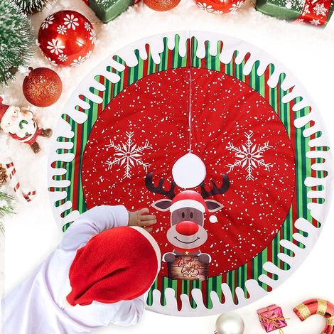 78 Cm Weihnachtsbaumdecke, Rote Weihnachtsbaummatte, Weihnachtsbaum-unterlage Mit Rentiermuster, Baumdecke Für Weihnachtsbaumschmuck