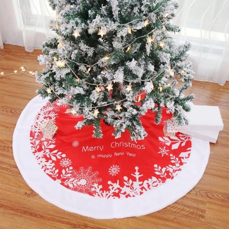 Weihnachtsbaumabdeckung 122 Cm Runder Roter Weihnachtsbaumabdeckung Mit Großem Schneeflockenmuster, Weihnachtsbaumdekoration