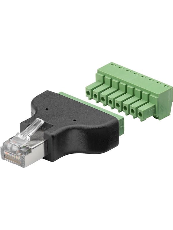 Pro Terminal Block 8-pin > RJ45 male (8P8C) - Schwarz