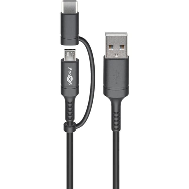 Pro Charging and synchronisation combination cable (with USB A to Micro-USB & USB-C)