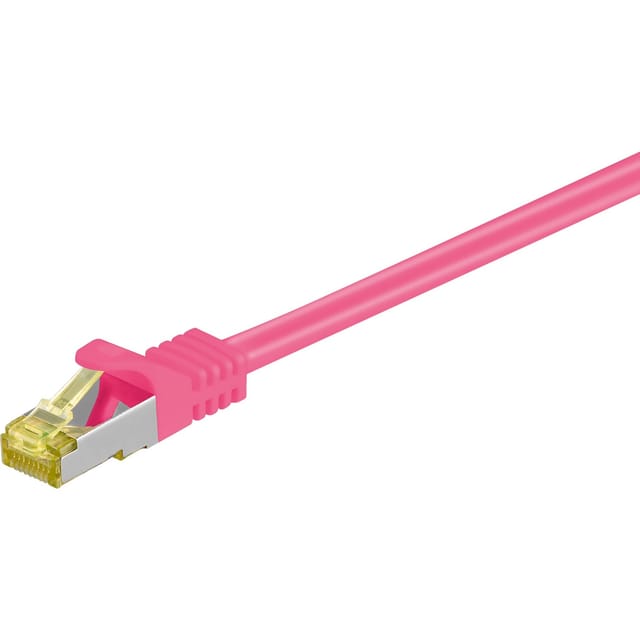 Pro RJ45 patch cord CAT 6A S/FTP (PiMF) 500 MHz with CAT 7 raw cable magenta - Rosa - 0.5m