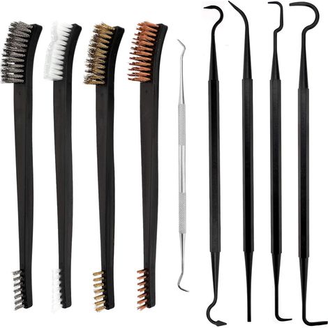 9-teiliges Mini-drahtbürsten- Und Plektrumset, Doppelseitige Stahlbürste Aus Messing, Kupfer Und Nylon Sowie Metall-plymer-plektren Zur Reinigung Von Schweißschlacke Und Rost