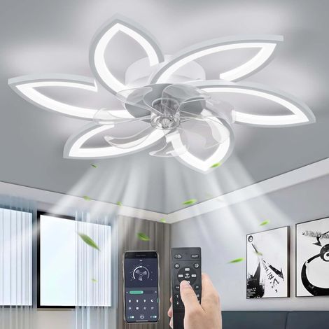 Leiser Deckenventilator Mit Licht Und Fernbedienung, Dimmbare Moderne Led-deckenleuchte, Weiß