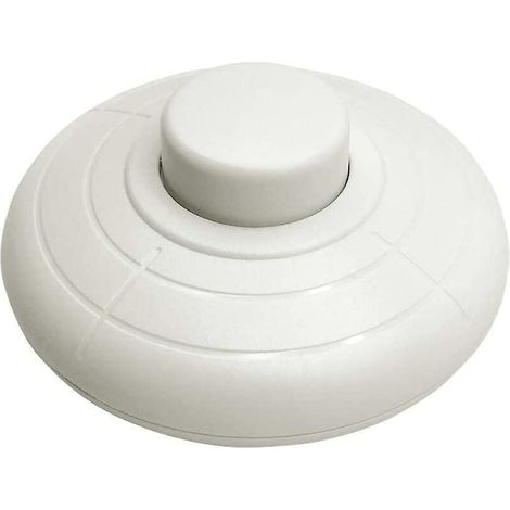 – Weißer Runder Fußschalter – Für Steh- Und Tischlampen – Gehäuse Aus Technischem Kunststoff – Durchmesser 70 Mm – Leistung 2 A/250 V