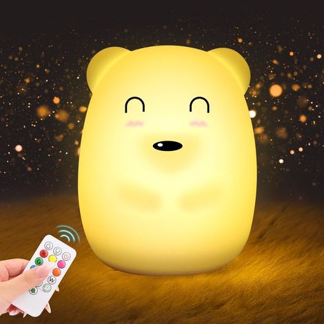Babybär-nachtlicht, 9 Farben, Silikon-nachtlicht Mit 3 Modi, Wiederaufladbares Led-nachtlicht Mit Timerfunktion, Fernbedienung, Nachttischlampe Fürs Kinderzimmer – Geschenkidee