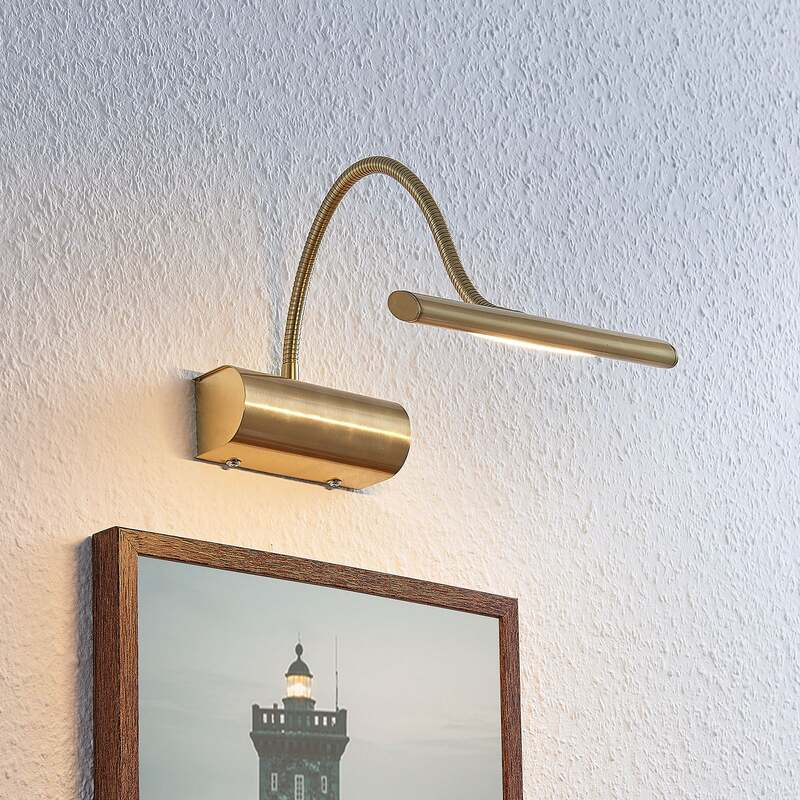 [neuwertig] B-ware Lindby Led-bilderleuchte Rakel Dimmbar Wandleuchte Messing Matt Flexarm 18,5cm