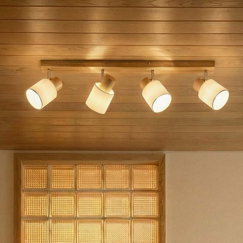 [neuwertig] B-ware Lindby Deckenleuchte Wanessa Led Deckenlampe Strahler Dimmbar Holz Weiß 67cm