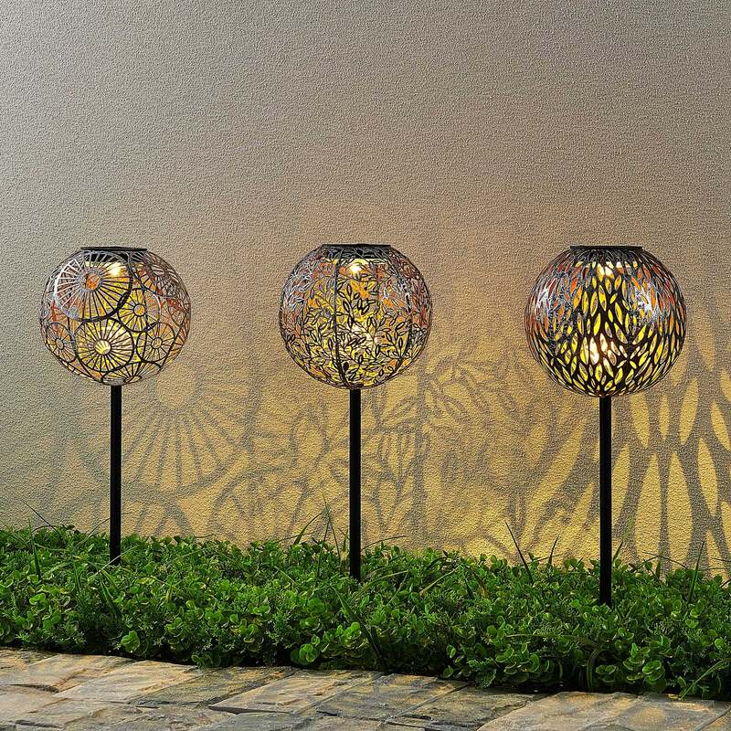 [neuwertig] B-ware Lindby Gartenleuchte Solarleuchte Vilani Led 3er Set Warmweiß Ip44 54cm Silber