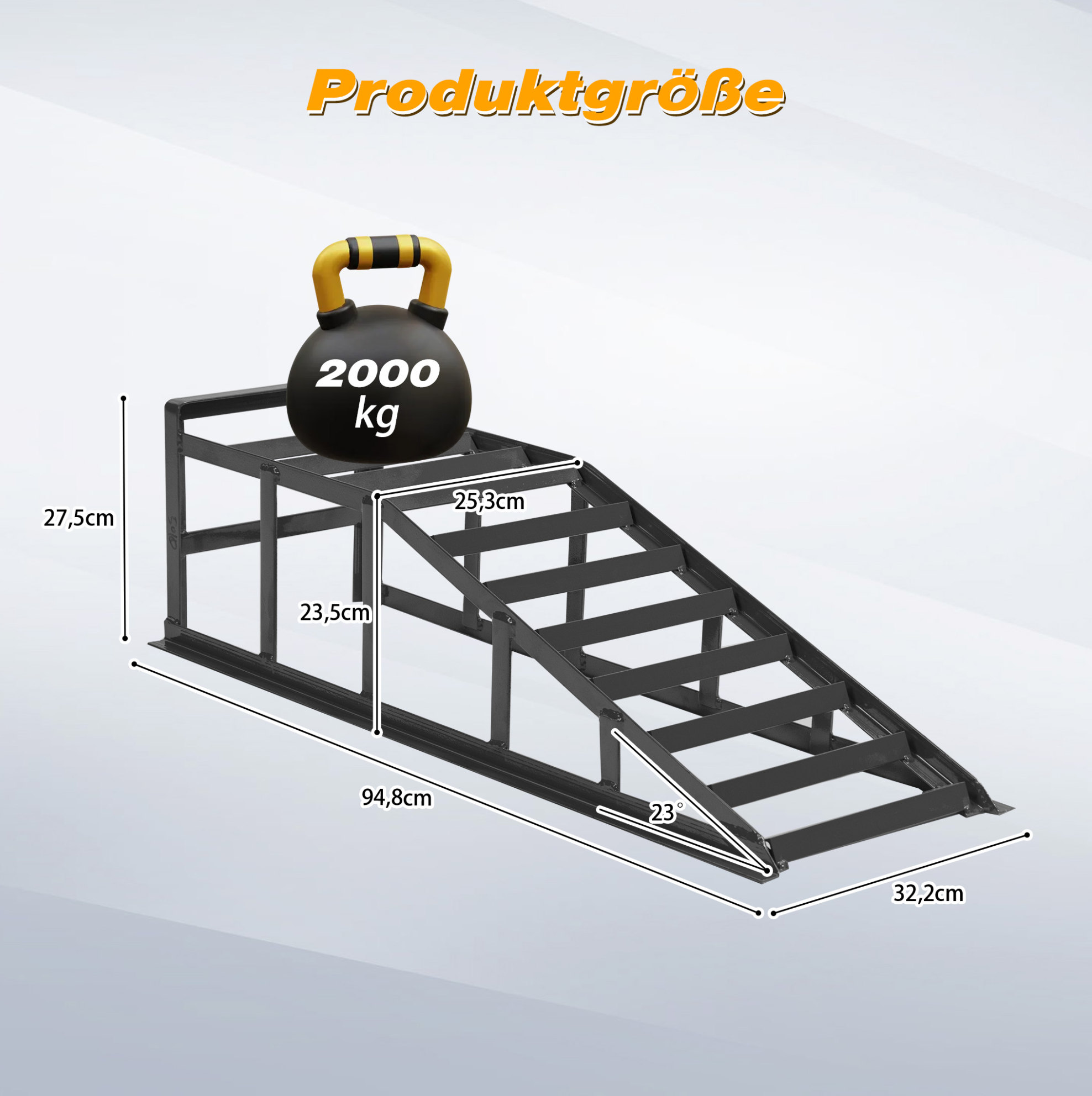 Auto-auffahrrampen 94,8x32,2x27,5 Cm Aus Grauem Stahl, 2 Stück – Meubliv