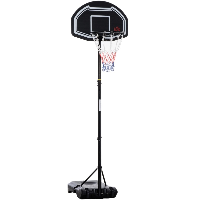 Verstellbarer Outdoor-basketballkorb 76x48x254 Cm Aus Schwarzem Stahl, Stabil – Meubliv