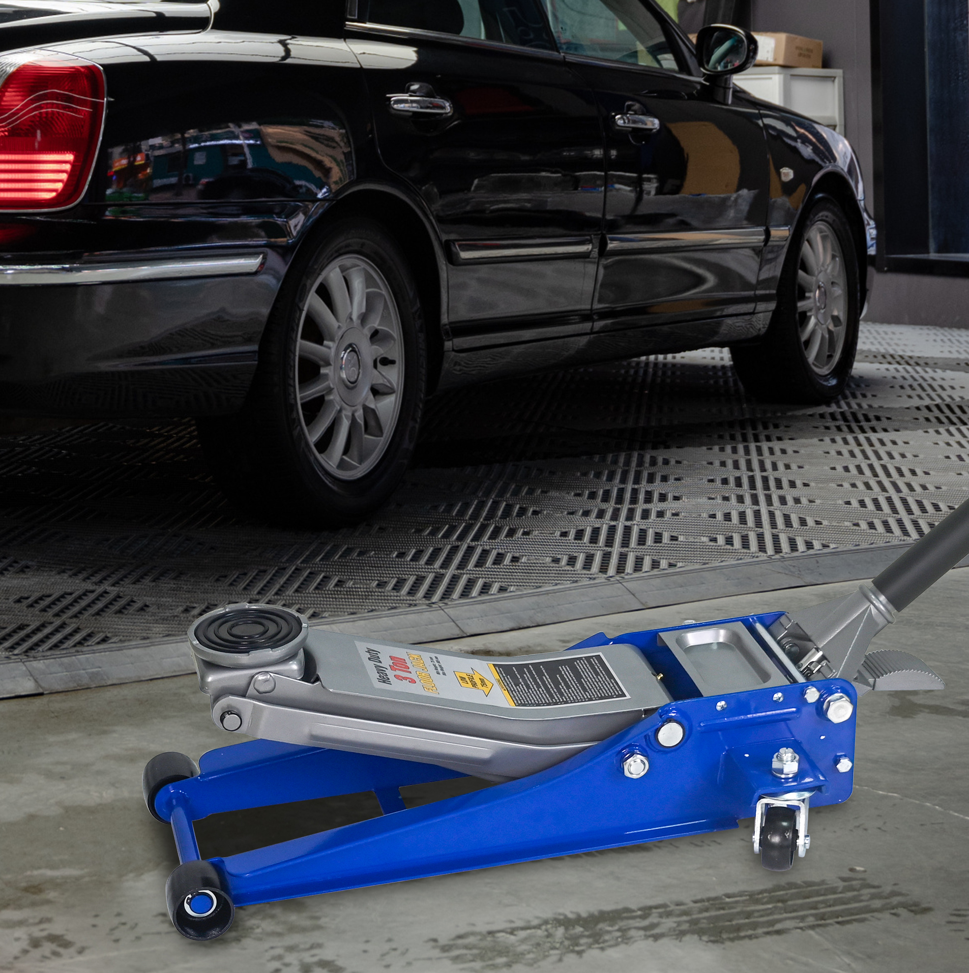Rangierwagenheber 67x33x51 Cm Stahl Blau/silber Mit Doppelpumpe Für Autowartung – Meubliv