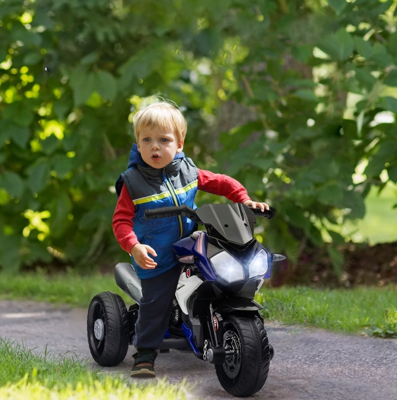 Elektrisches Kindermotorrad 86x42x52 Cm Aus Kunststoff Blau, Licht Und Sound, 3-5 Jahre