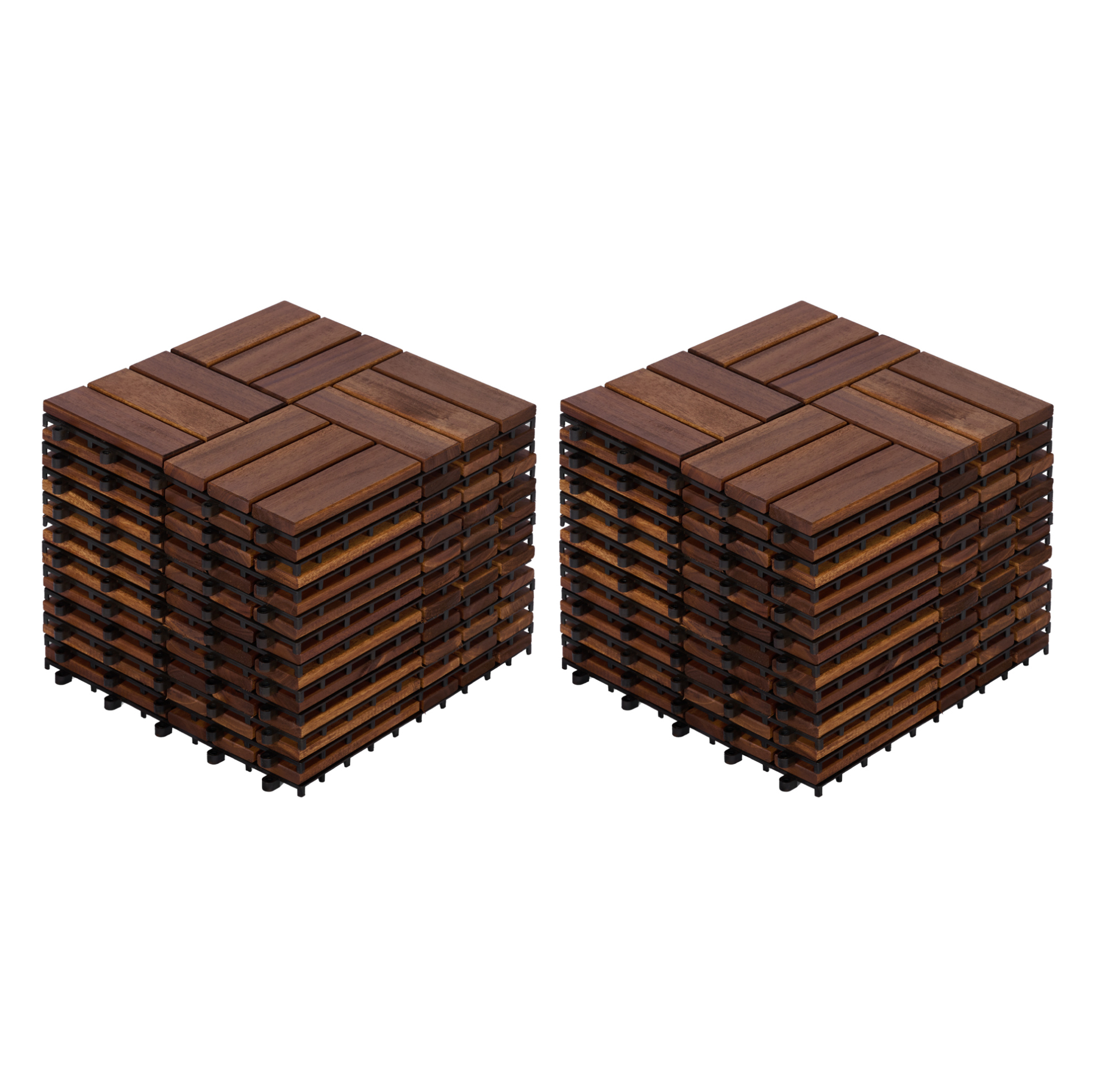 Klickfliesen 30 X 30 X 2,4 Cm Aus Braunem Akazienholz, Schachbrettmuster Für Balkon – Meubliv