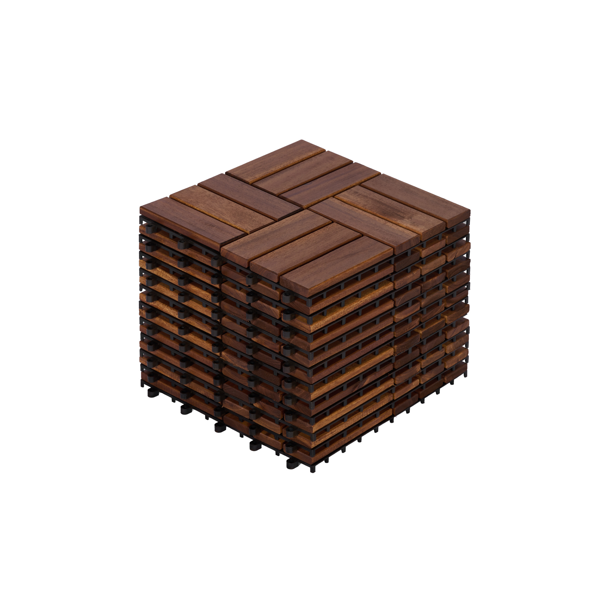 Steckbare Akazienholz-terrassenfliesen 30 X 30 Cm, Braun, Einfache Verlegung Für Balkon – Meubliv