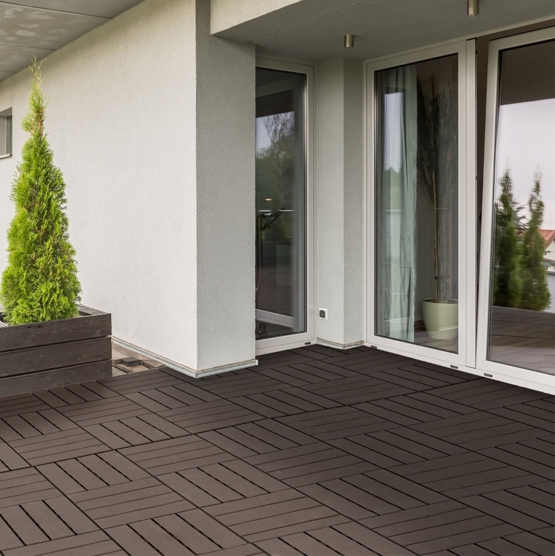 Klick-terrassenfliesen 30x30x2 Cm Aus Polypropylen, Braun, Mit Drainage, Für Balkon – Meubliv