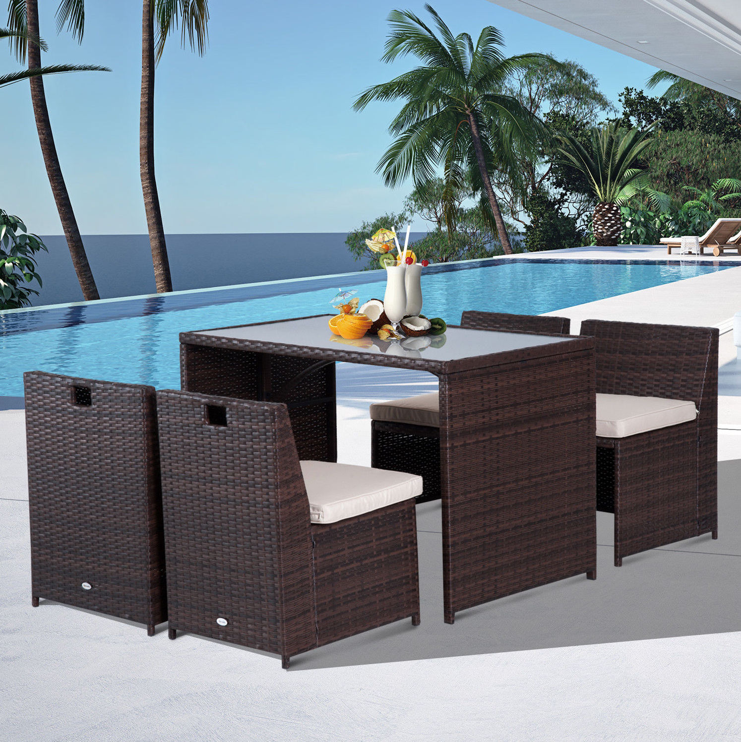 Gartenmöbelset 120x69x77,5 Cm Aus Braunem Polyrattan Mit Stauraum – Meubliv