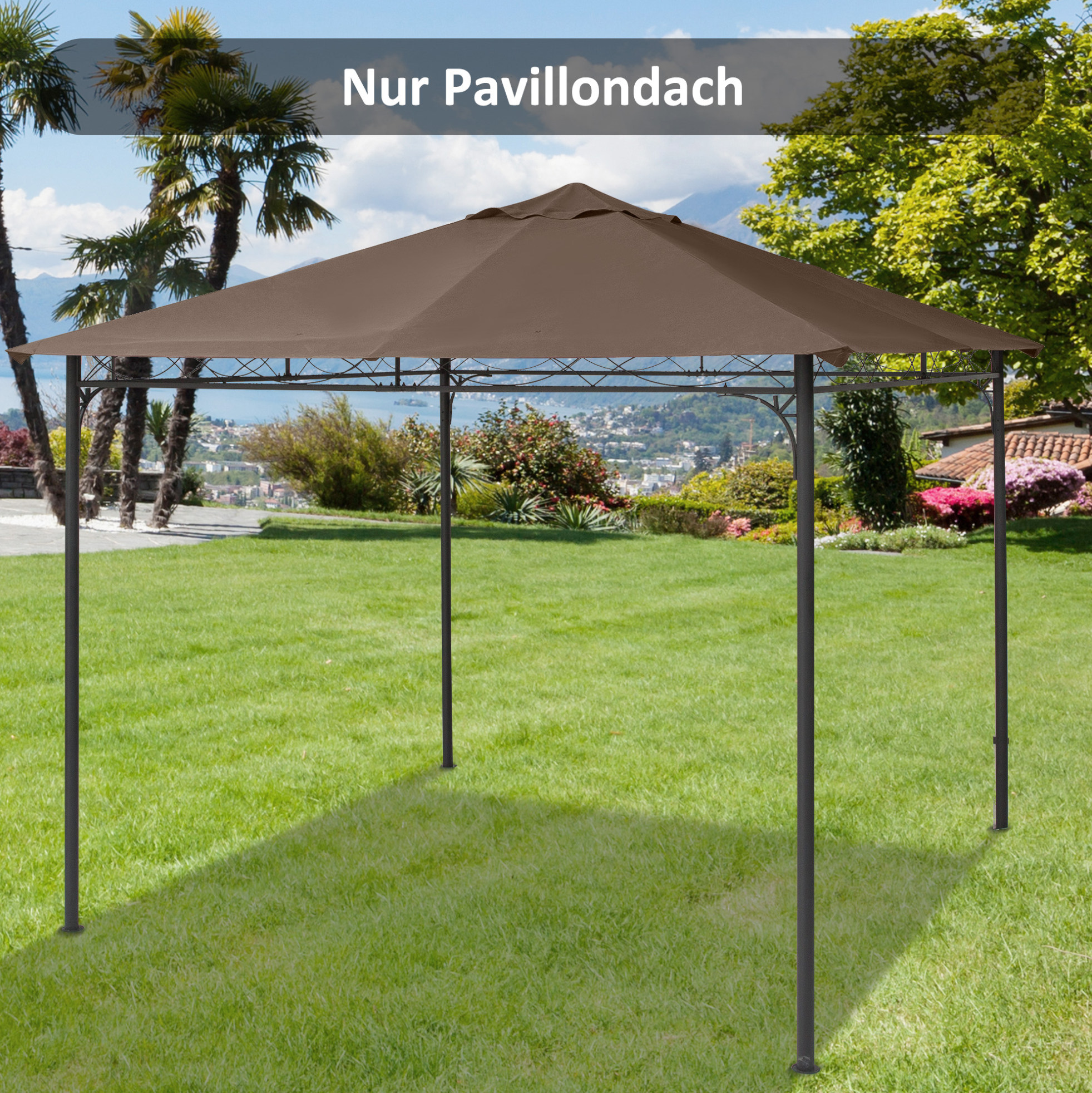 Ersatzdach Für Pavillon 293x293 Cm Aus Braunem Polyester Für Garten Und Terrasse – Meubliv