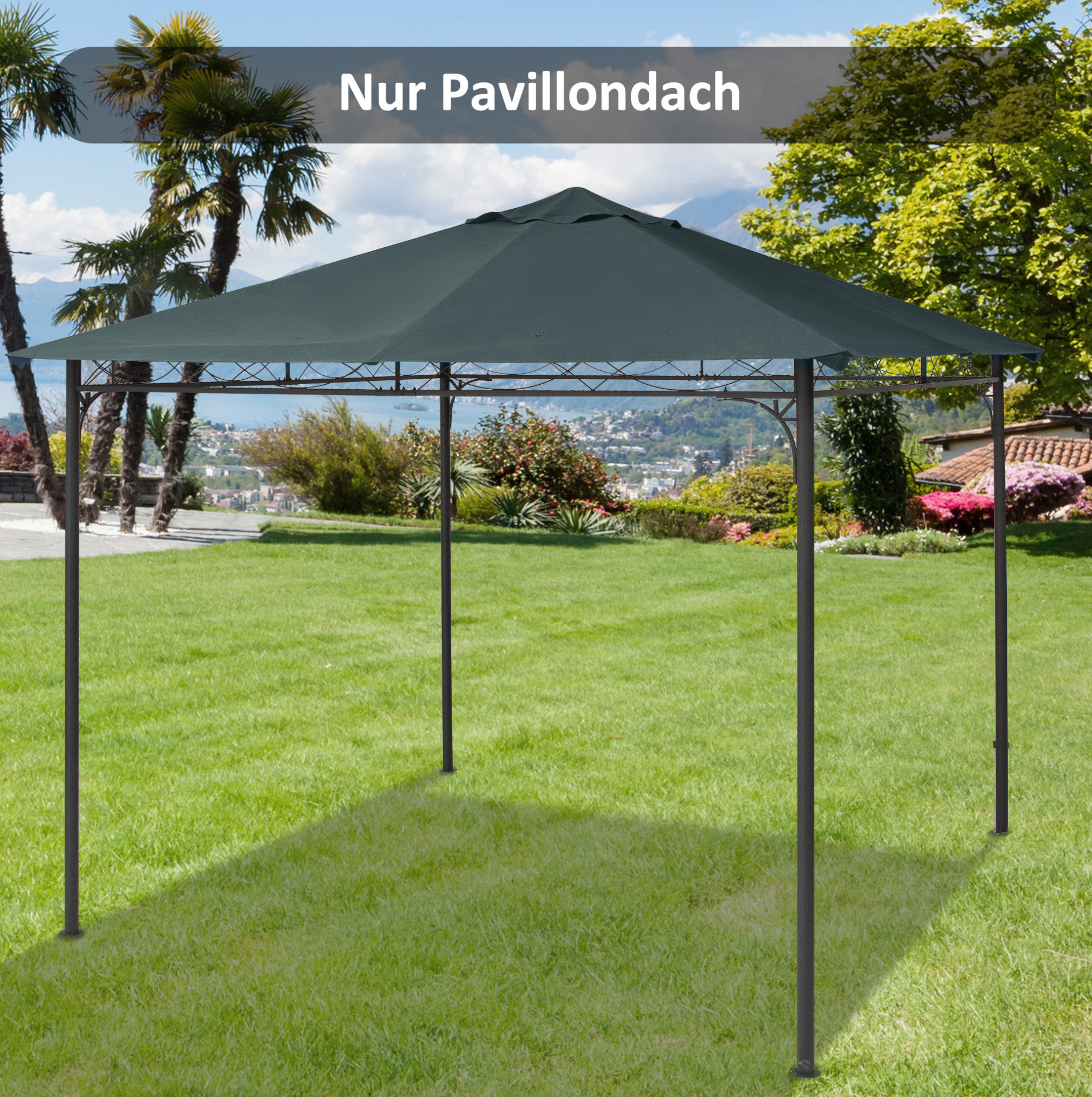 Toit De Remplacement Gazebo 298x295 Cm En Polyester Gris Foncé, Sans Cadre, Pour Jardin – Meubliv