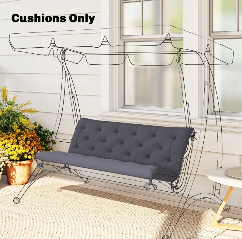 Coussin De Banc 150x98x8 Cm En Polyester Gris Foncé, Avec Dossier, Pour Jardin – Meubliv