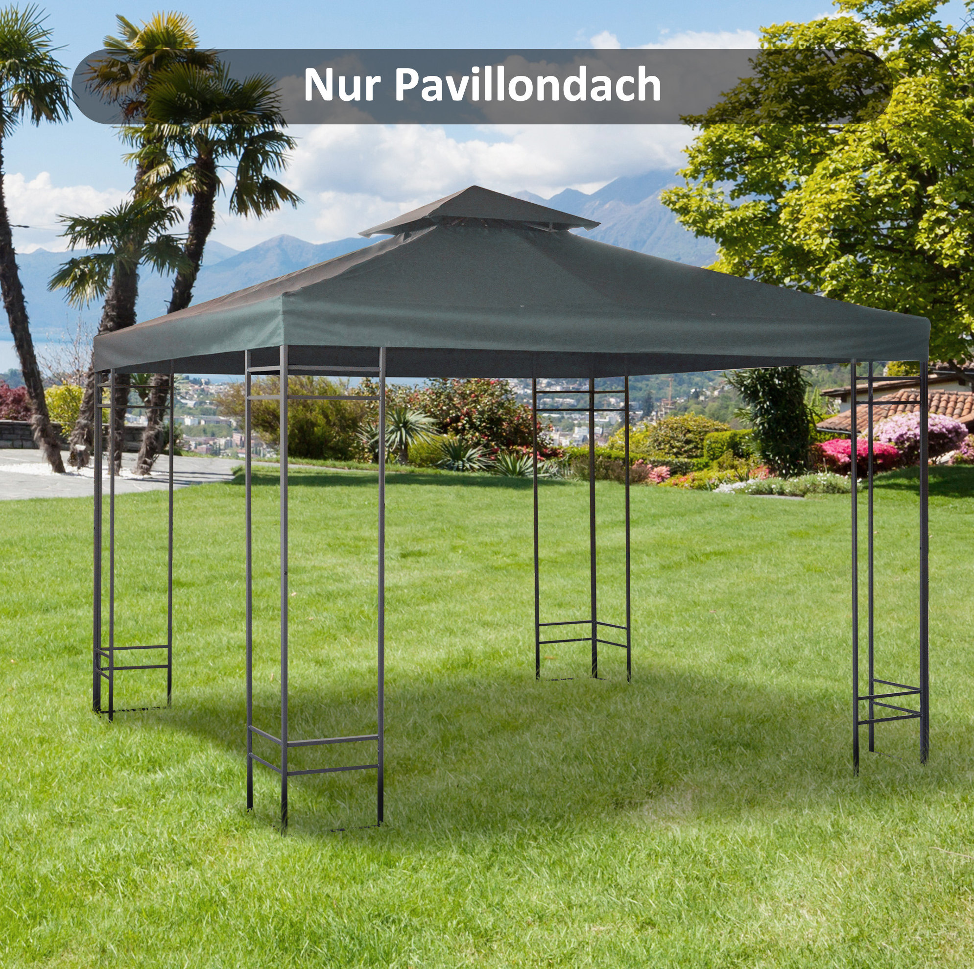 Doppeltes Dach Für Pavillon 300 X 300 Cm Aus Dunkelgrauem Polyester – Meubliv