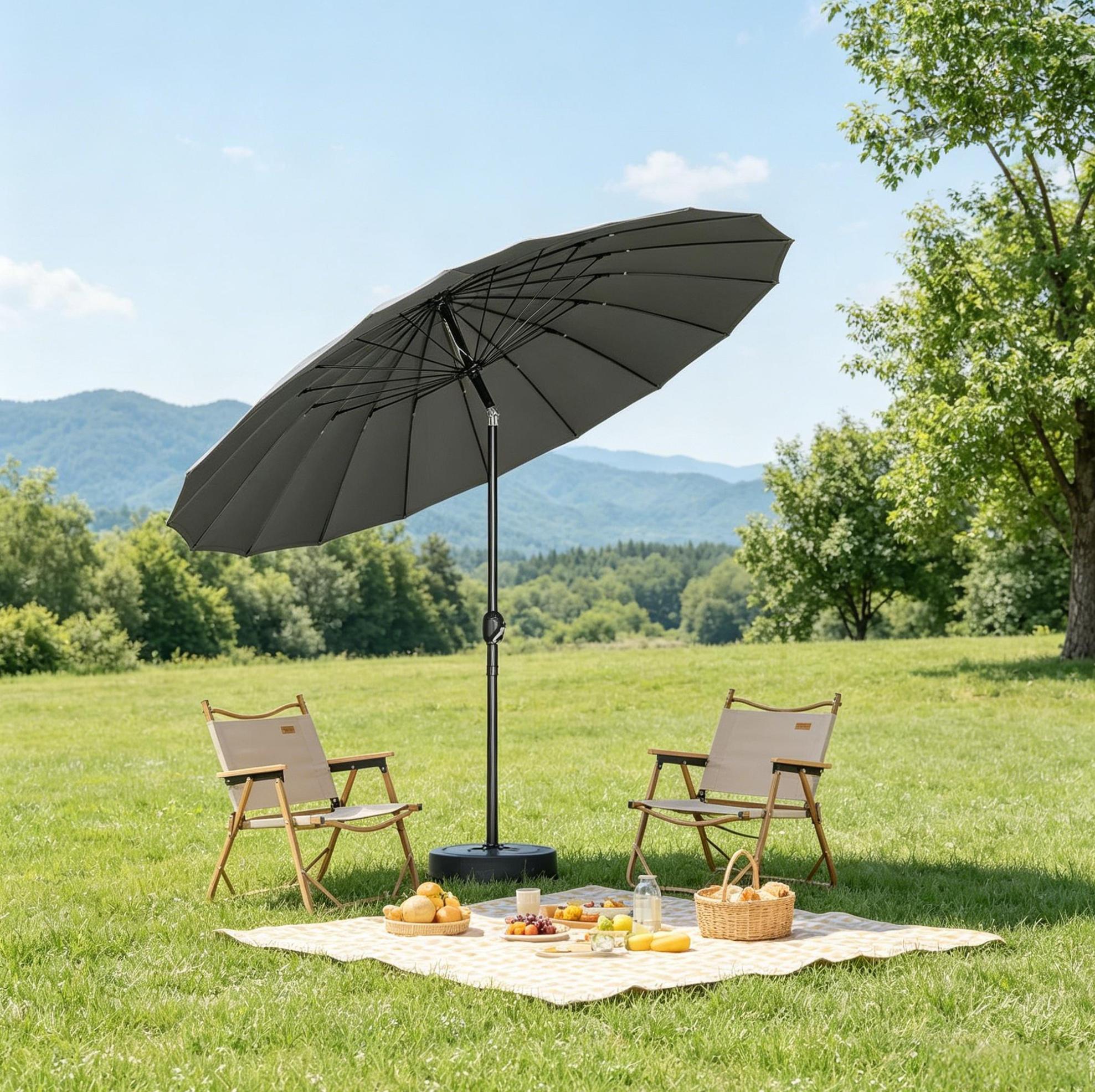 Terrassenschirm 257x242 Cm Aus Polyester Dunkelgrau, Neigbar, Ohne Fuß – Meubliv