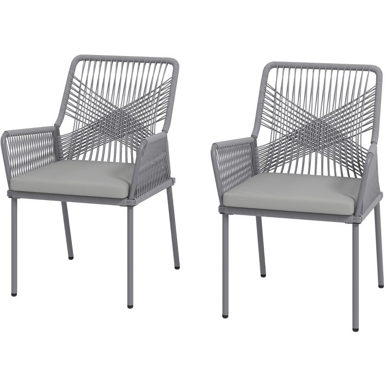 2er-set Gartenstühle 57x61x84 Cm Aus Dunkelgrauem Rattan Mit Armlehnen – Meubliv