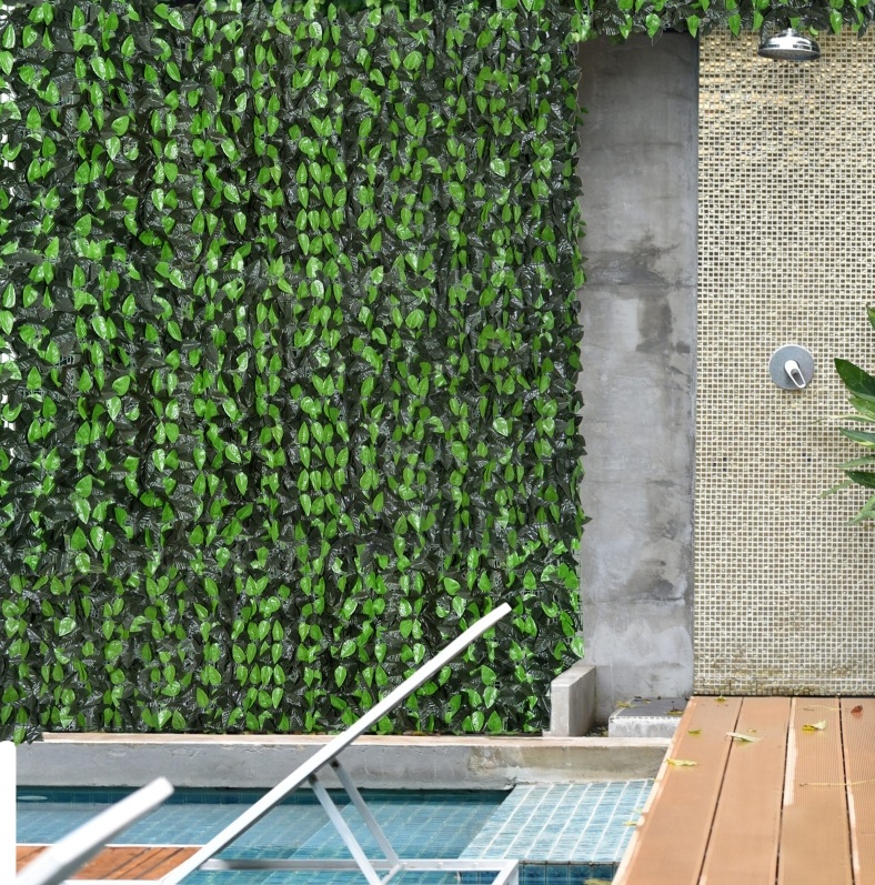 Künstliche Heckenmatte 300x100 Cm Aus Dunkelgrünem Kunststoff, Sichtschutz Garten – Meubliv