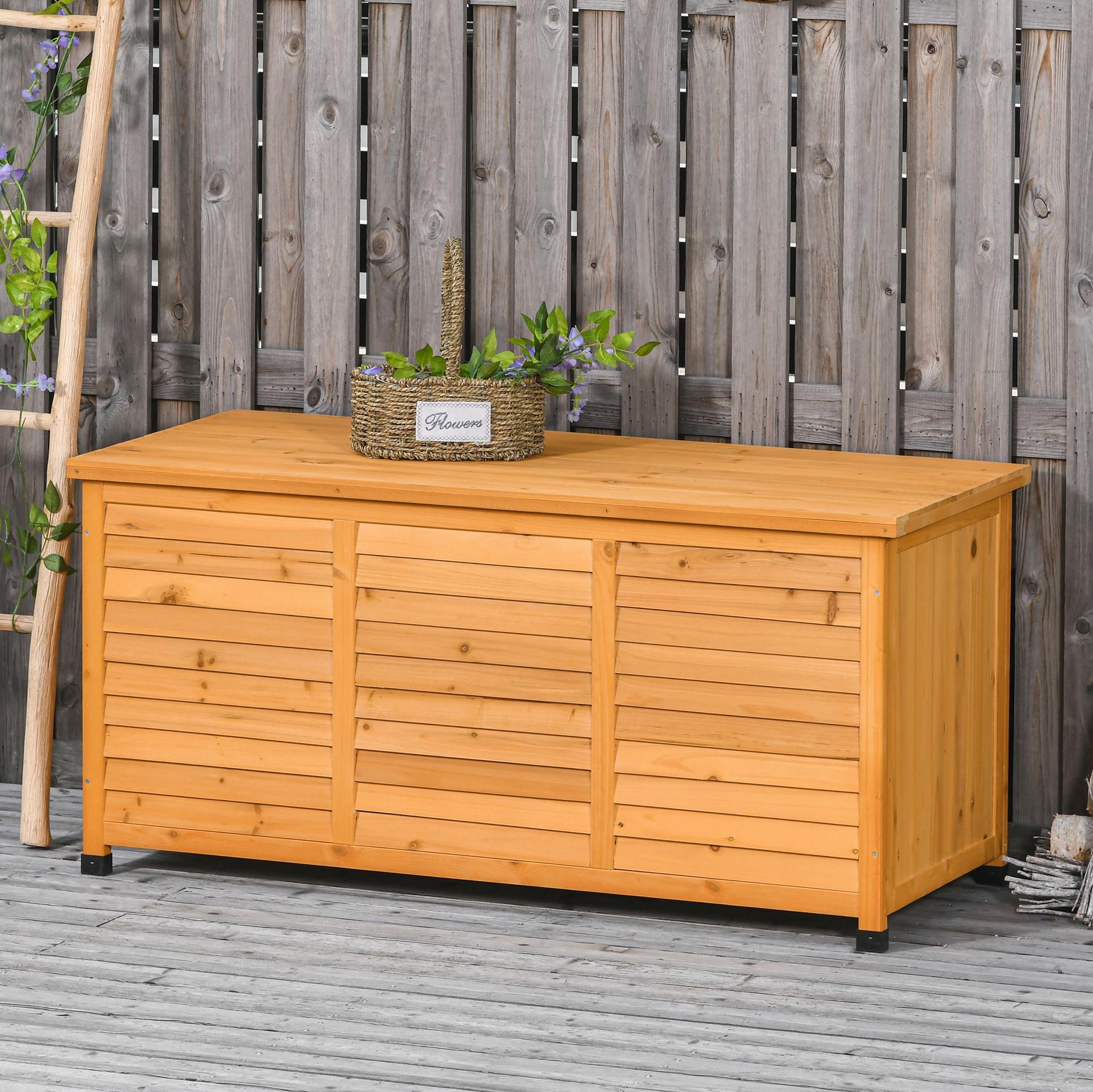 Coffre De Jardin 127x56x60 Cm En Bois Jaune, Grand Rangement, Gain De Place – Meubliv