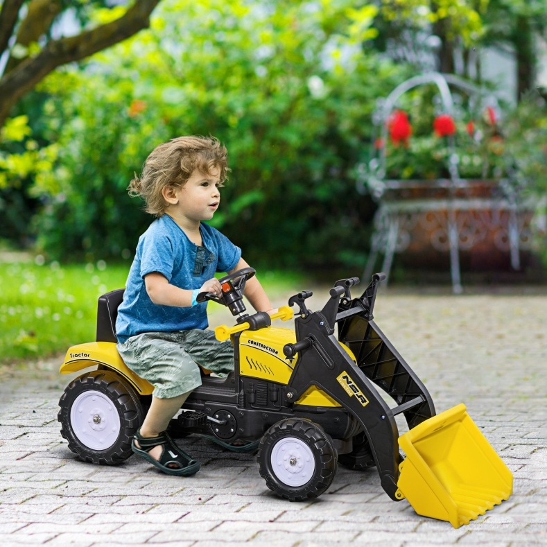 Pedalbagger 114x41x52 Cm Aus Eisen Und Kunststoff Gelb, Mobile Schaufel Für Sandkasten – Meubliv