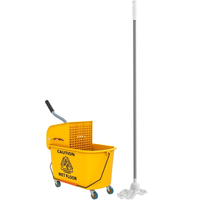 Reinigungswagen 45x26,5x70 Cm Aus Gelbem Kunststoff Mit Presse – Meubliv