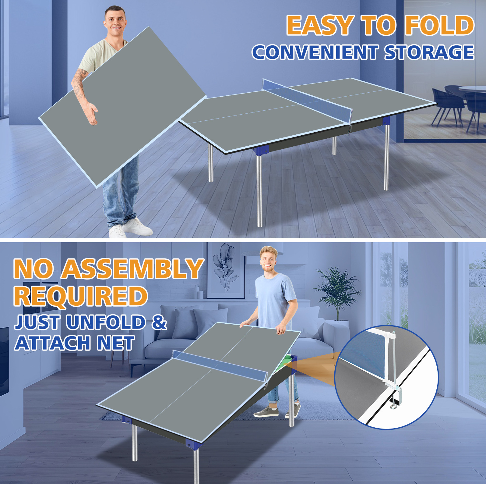 Klappbare Tischtennisplatte 180,34 X 90,17 X 1,2 Cm Aus Grauem Mdf Für Familien – Meubliv