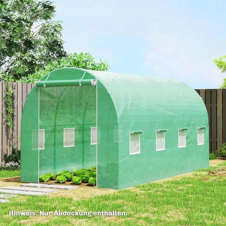 Bâche De Serre 400x200x200 Cm En Polyéthylène Vert Avec Porte Et 8 Fenêtres, Pour Jardin – Meubliv