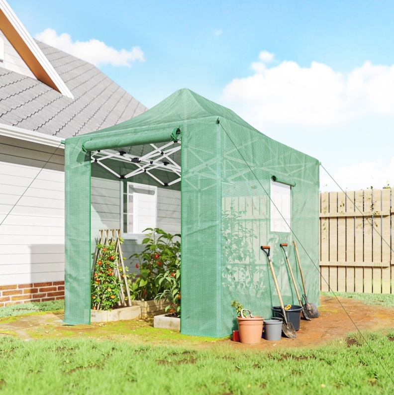 Serre Pop-up Pliable 295x200x270 Cm En Polyéthylène Vert, Montage Rapide Pour Jardin – Meubliv