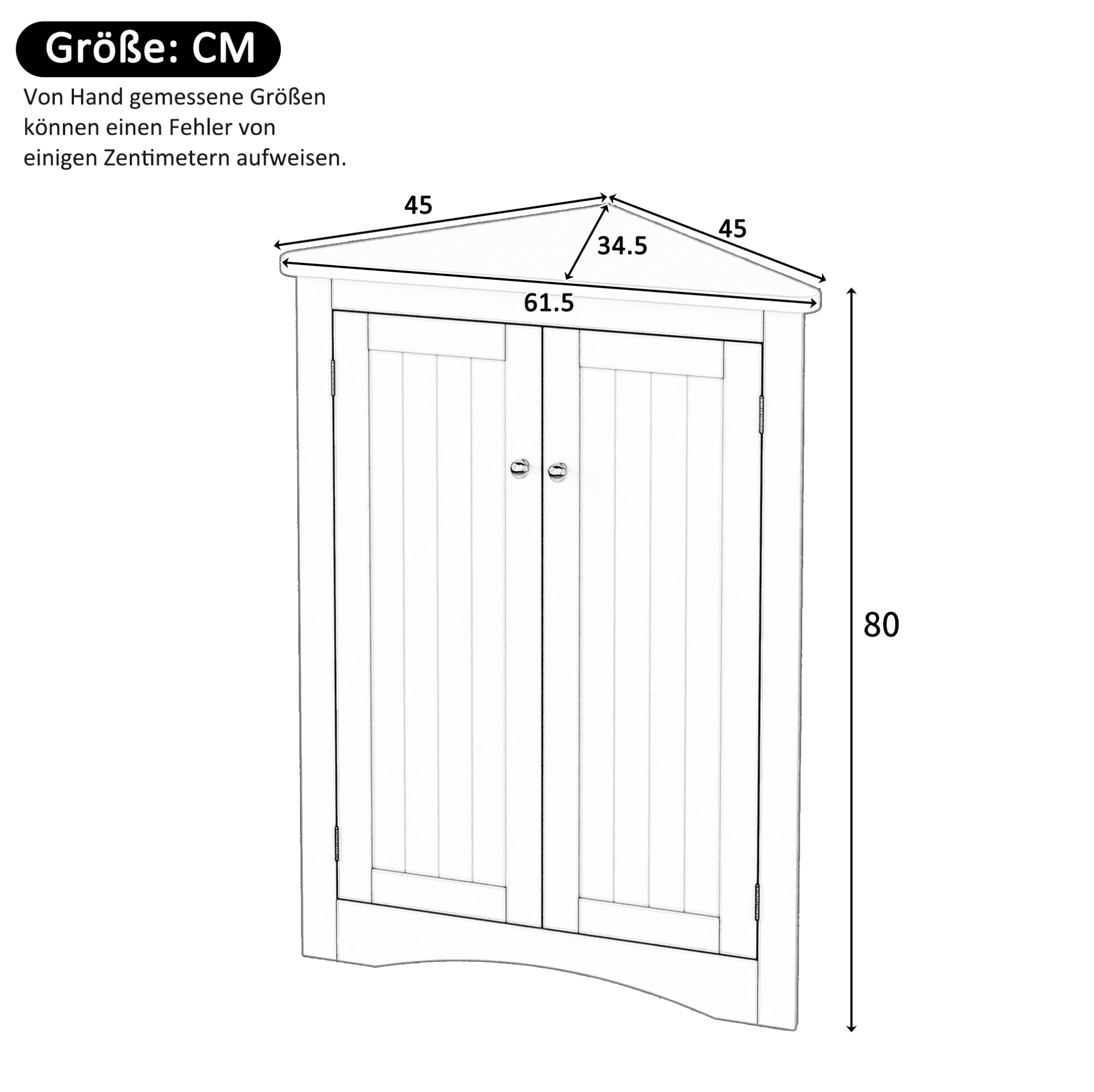 Eck-badschrank 61,5x34,5x80 Cm Mdf Grün Mit 2 Türen Platzsparend – Meubliv