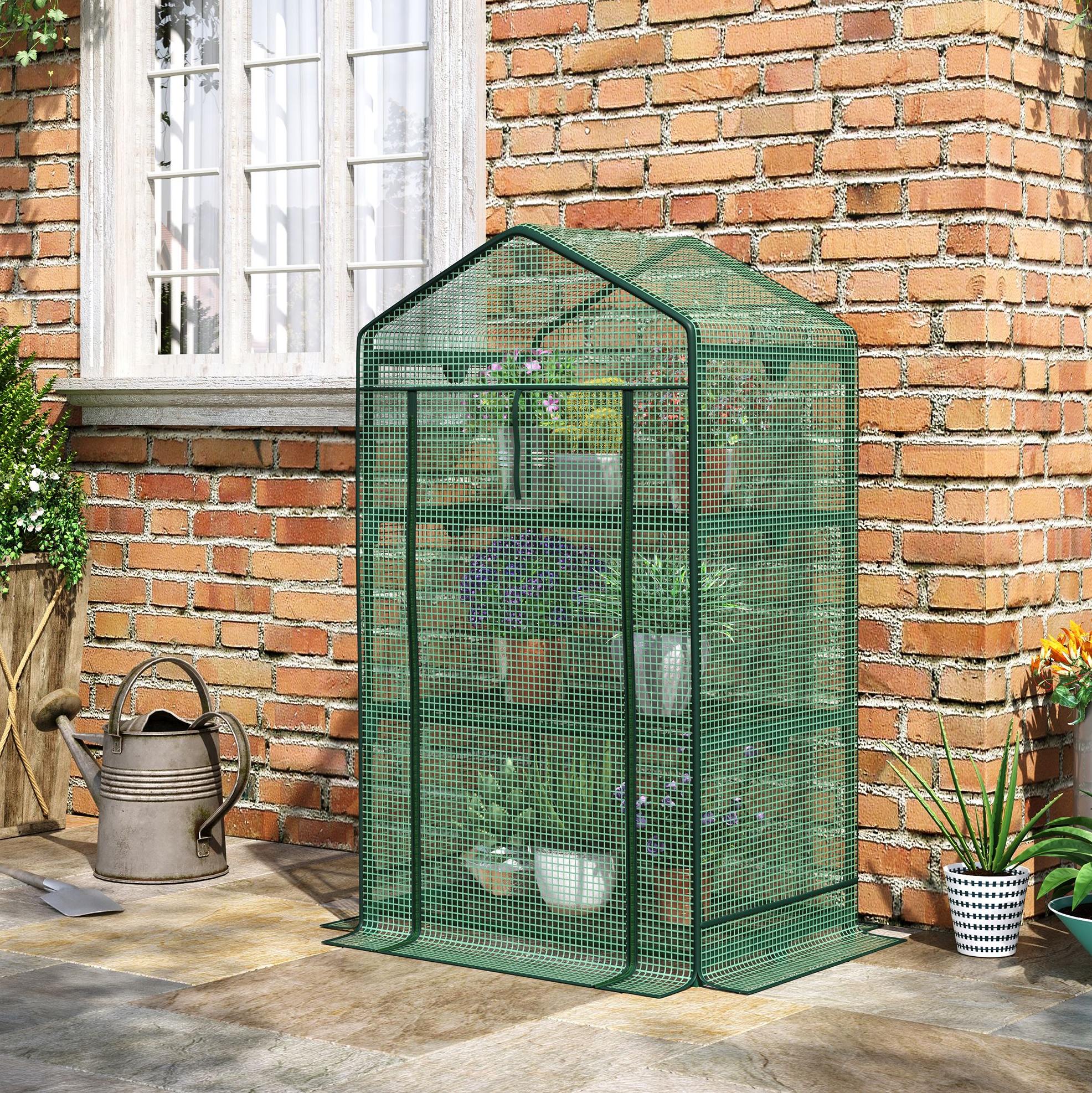 Mini-gewächshaus 69x49x125 Cm, Metall Grün, 3 Etagen, Platzsparend – Meubliv