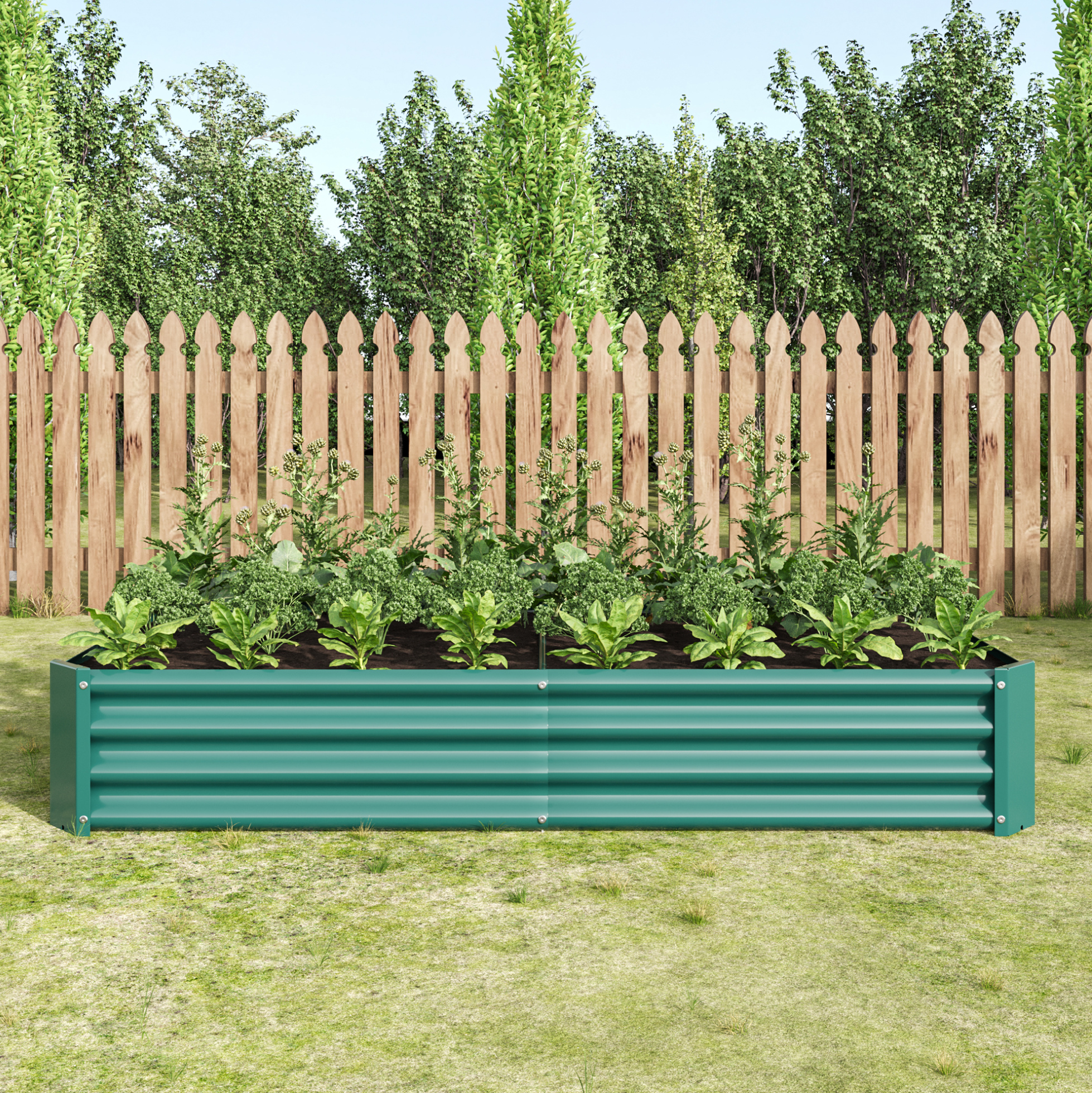 Hochbeet 180x90x30 Cm Aus Grünem Stahl Ohne Boden Für Den Garten Robust – Meubliv