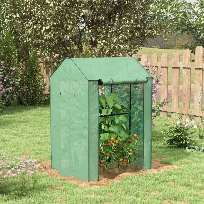Gartenbeet 100x80x150 Cm Grün, Doppelte Türen Und Belüftung, Für Kleine Flächen – Meubliv