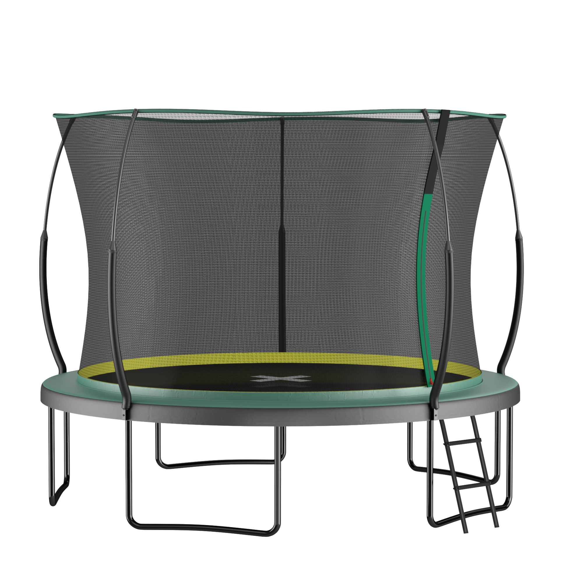 Rundes Gartentrampolin 366 Cm Aus Grünem Stahl Mit Sicherheitsnetz, Stabil – Meubliv