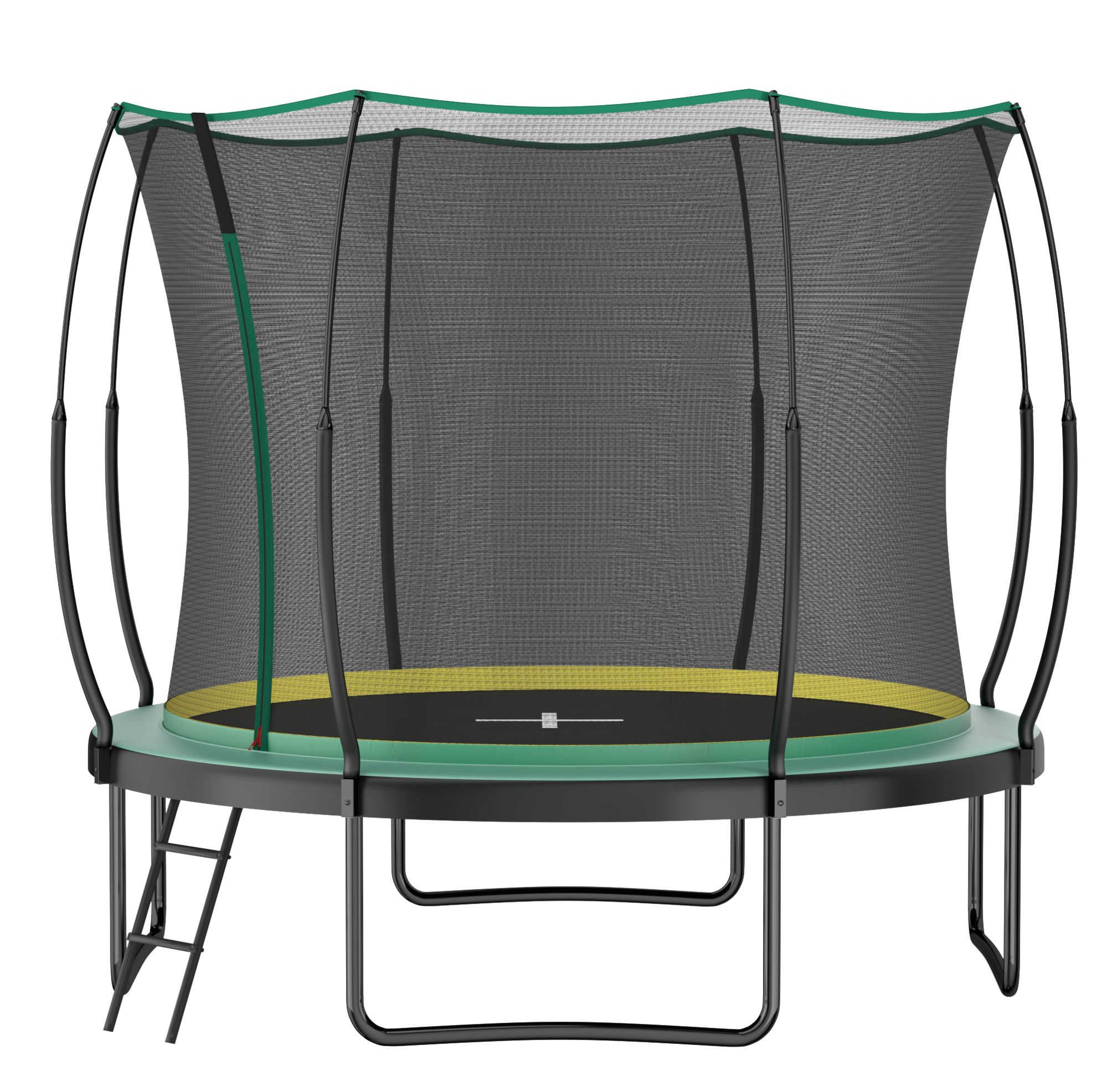 Rundes Outdoor-trampolin 305 Cm Aus Stahl, Grün, Mit Sicherheitsnetz – Meubliv
