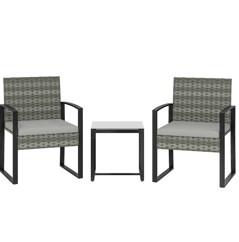 3-teiliges Gartenmöbel-set 2 Stühle + Tisch 40x40x40 Cm Stahl Grau - Meubliv