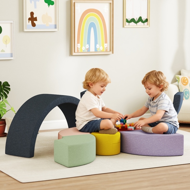 7-teiliges Schaumstoff-kletterblock-set 107x107x30 Cm Bunt Für Indoor-spiel – Meubliv