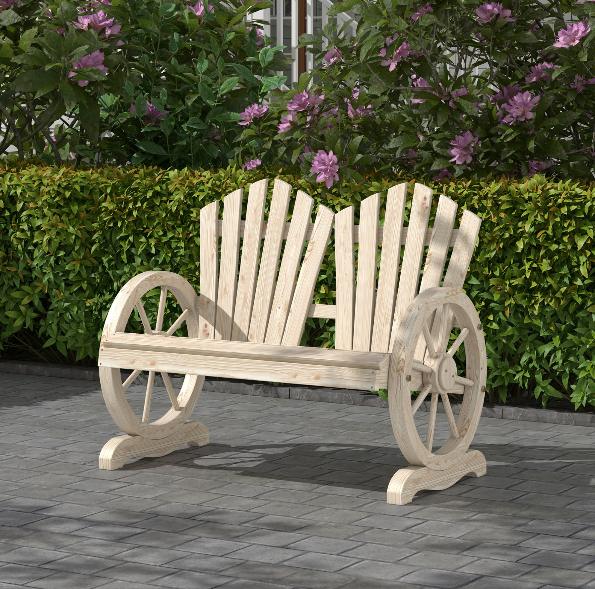 Gartenbank 108x66x95 Cm Aus Naturholz Mit Armlehnen Und Rückenlehne – Meubliv