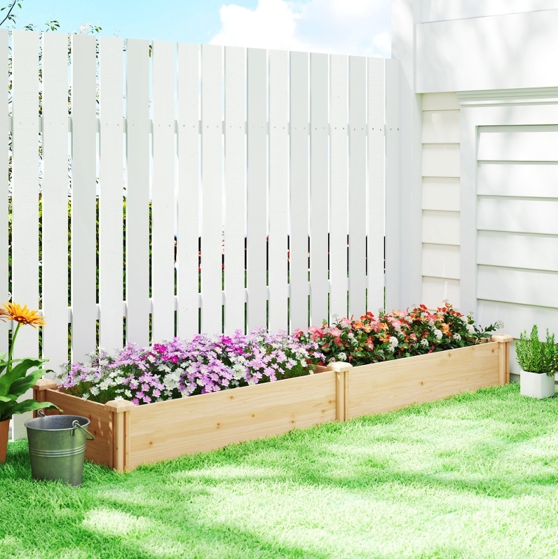 Hochbeet 235x66x26 Cm Aus Naturholz Mit Trennwand Und Offenem Boden – Meubliv