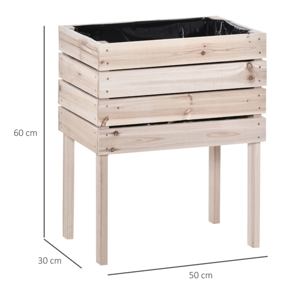 Hochbeet 50x30x60 Cm Aus Naturholz Mit Innenfolie Für Den Garten – Meubliv